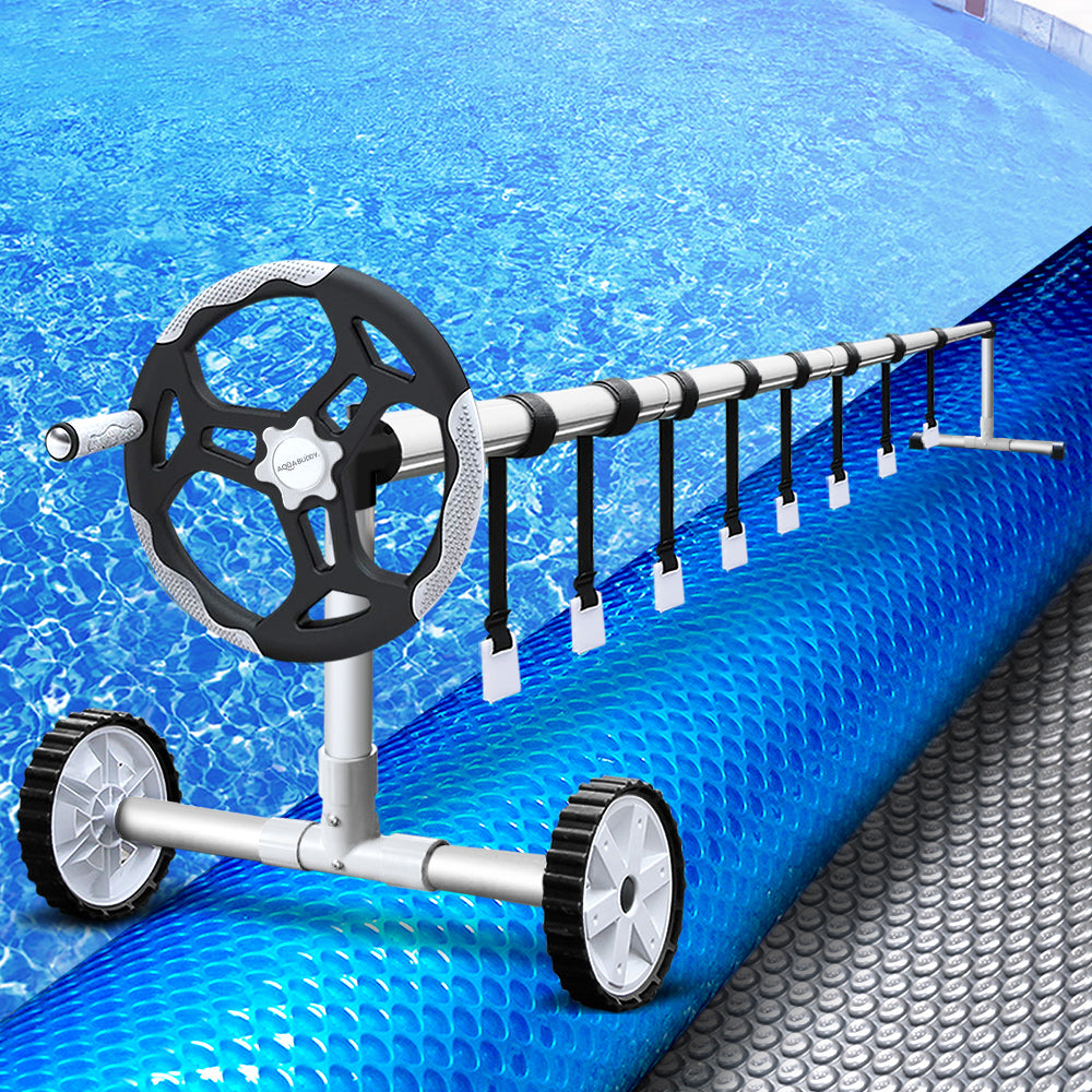 Aquabuddy Solar Swimming Pool Cover Blanket Roller Wheel Adjustable 11 x 6.2M