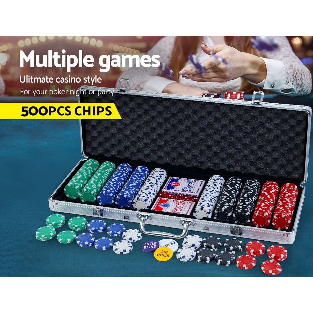 Poker Chip Set 500PC Chips TEXAS HOLD'EM Casino Gambling Dice Cards