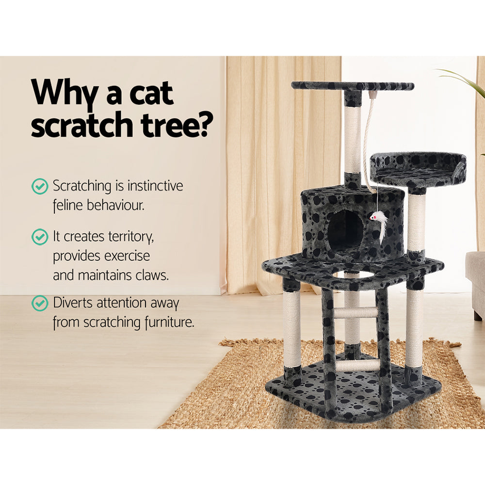 i.Pet Cat Tree 120cm Trees Scratching Post Scratcher Tower Condo House Furniture Wood 120cm