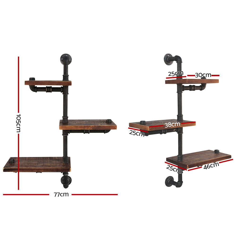 Artiss Display Shelves Bookshelf Pipe Shelf Rustic Industrial Floating Wall Shelves DIY Brackets