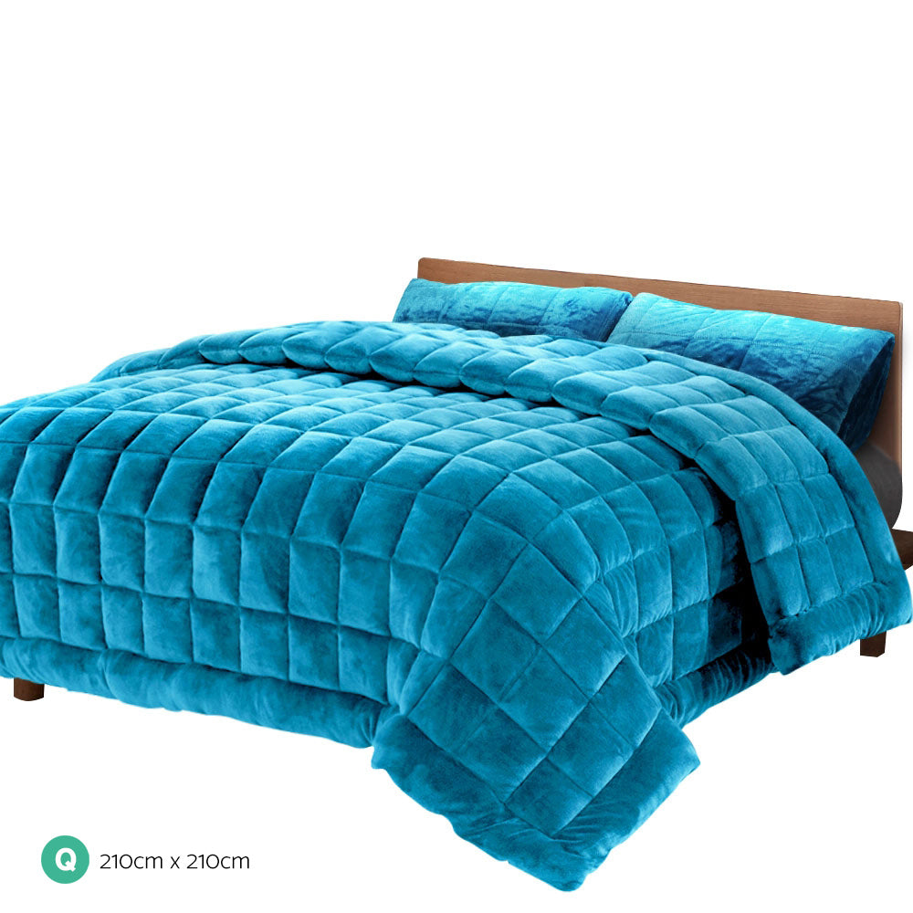 Giselle Bedding Faux Mink Quilt Queen Size Teal