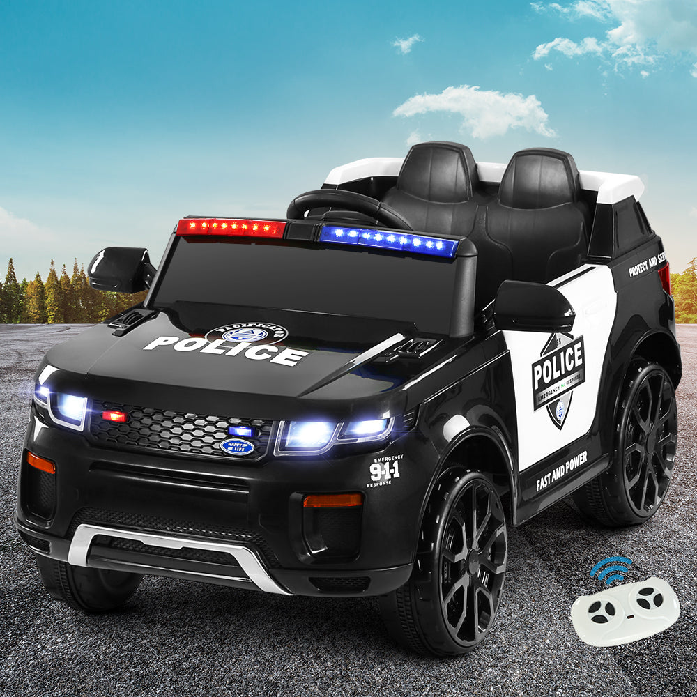 Rigo Kids Ride On Car Electric Patrol Police Toy Cars Remote Control 12V Black