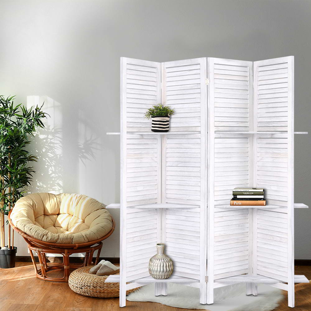 Artiss Room Divider Privacy Screen Foldable Partition Stand 4 Panel White