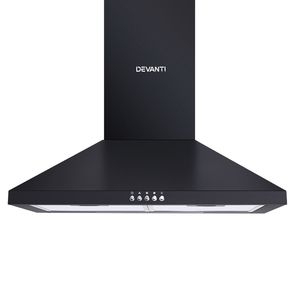 Devanti Pyramid Range Hood Rangehood 600mm 60cm Kitchen Canopy Black