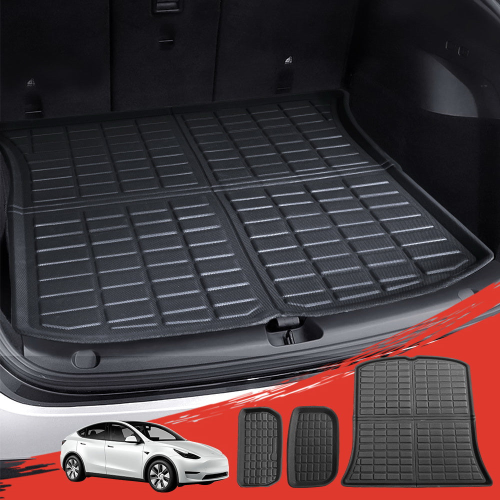 3PCS Car Rear Front Cargo Trunk Toolbox Luggage Rubber Mats for Tesla Model Y 2021-2022