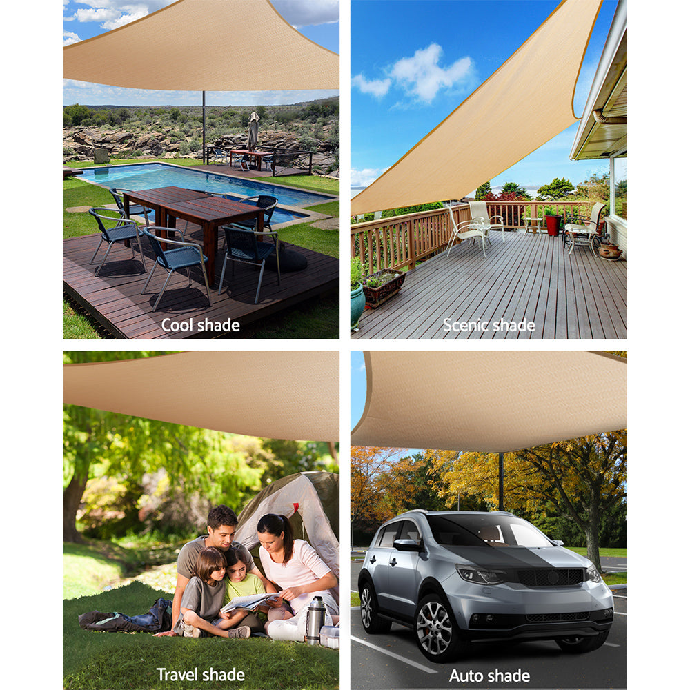 Instahut 3x4m Shade Sail Sun Shadecloth Canopy 280gsm Sand