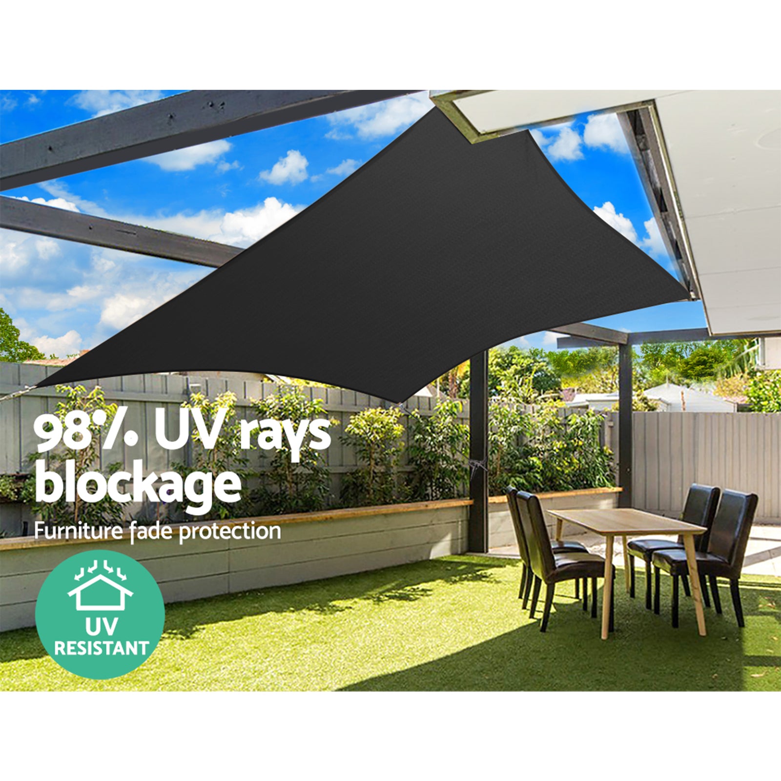 Instahut 280gsm 6x7m Sun Shade Sail Canopy Rectangle