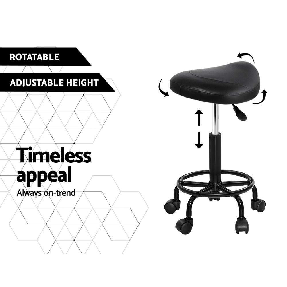 Artiss Saddle Stool Salon Chair Black Swivel Beauty Barber Hairdressing Gas Lift