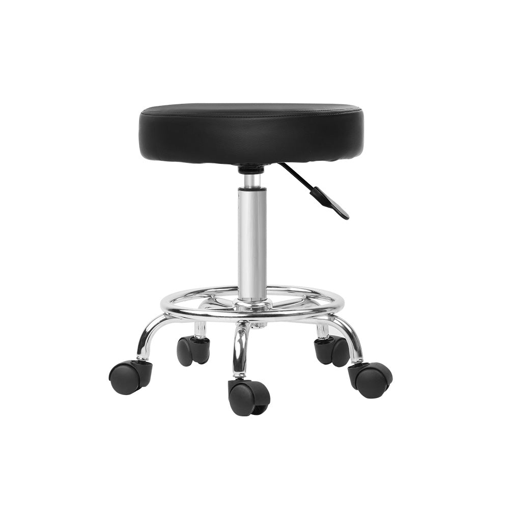 Artiss Round Salon Stool Black PU Swivel Barber Hair Dress Chair Hydraulic Lift