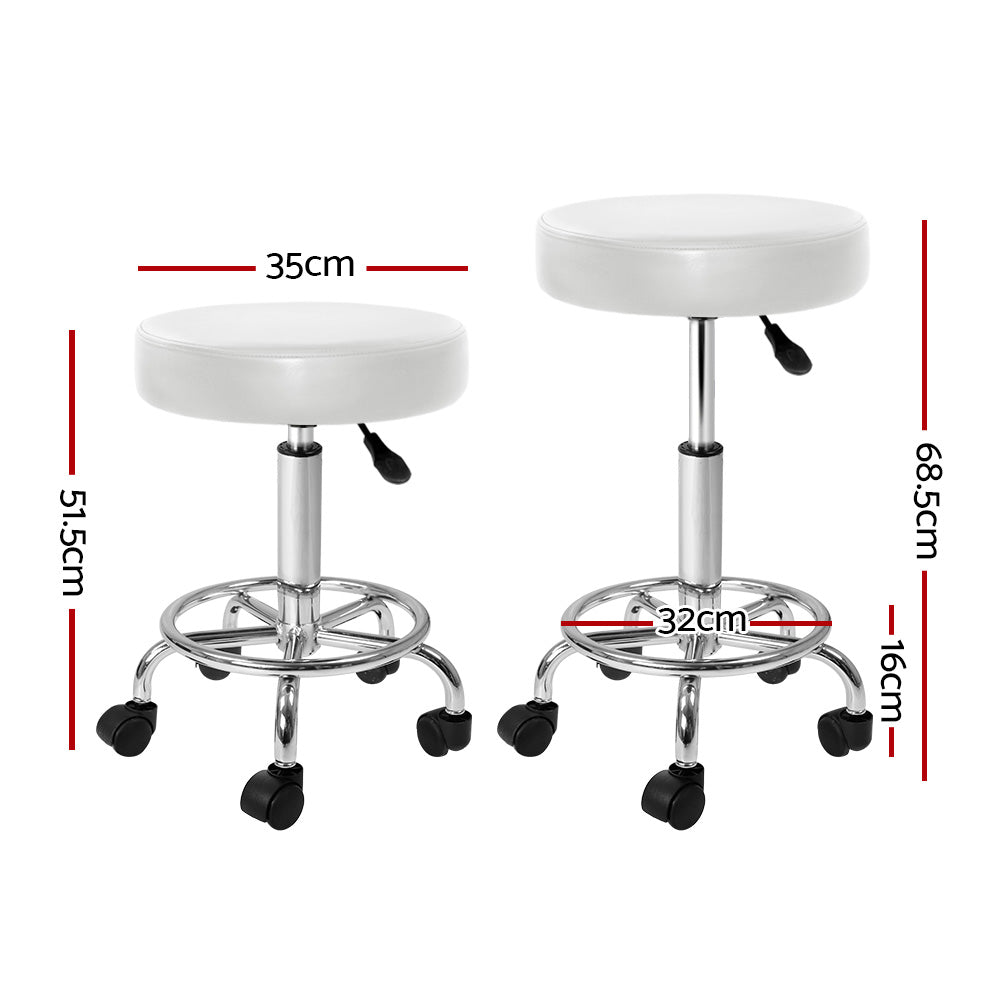 Artiss Round Chair Stools Salon Stool White Swivel Beauty Barber Hairdressing