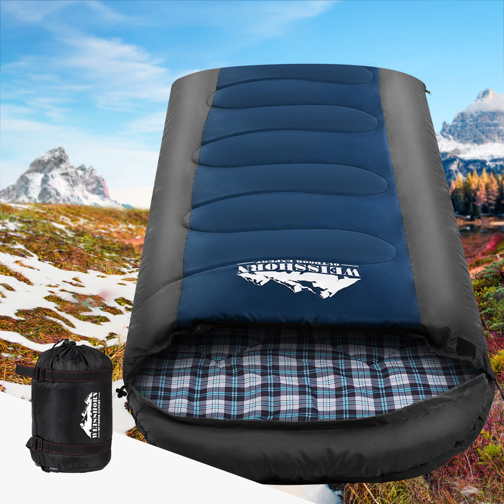 Weisshorn Sleeping Bag Bags Single Camping Hiking -20°C to 10°C Tent Winter Thermal Navy