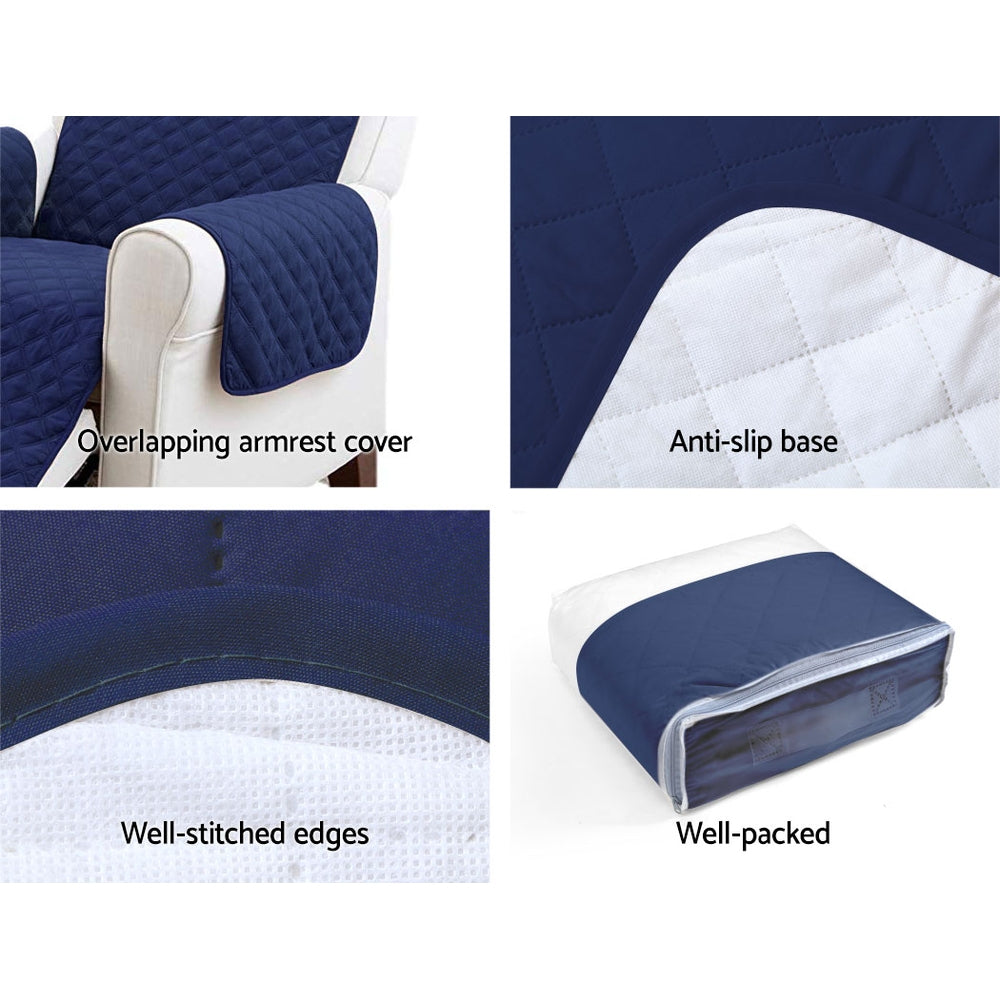 Artiss Sofa Cover Quilted Couch Covers Lounge Protector Slipcovers 3 Seater Navy