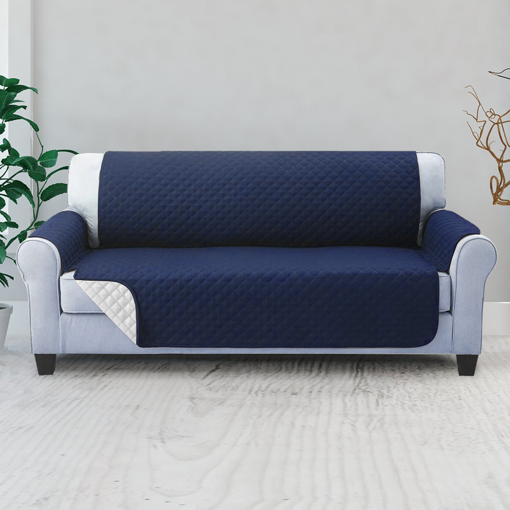 Artiss Sofa Cover Quilted Couch Covers Lounge Protector Slipcovers 3 Seater Navy