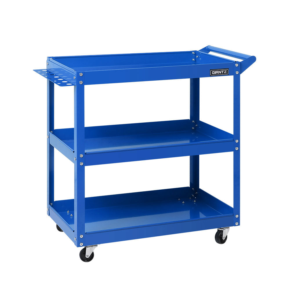 Giantz Tool Cart 3 Tier Parts Steel Trolley Mechanic Storage Organizer Blue