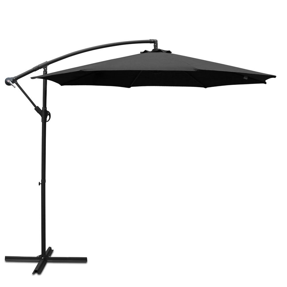 Instahut 3M Cantilevered Outdoor Umbrella - Black