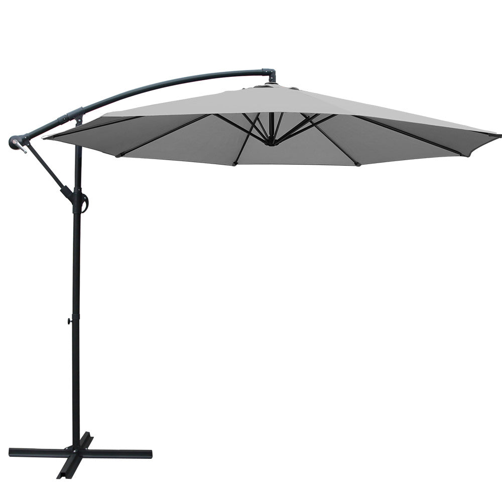 Instahut Outdoor Umbrella 3M Cantilever Beach Garden Grey