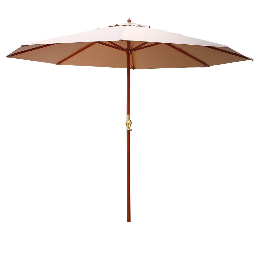 Instahut Outdoor Umbrella 3M Pole Cantilever Stand Garden Umbrellas Patio Beige