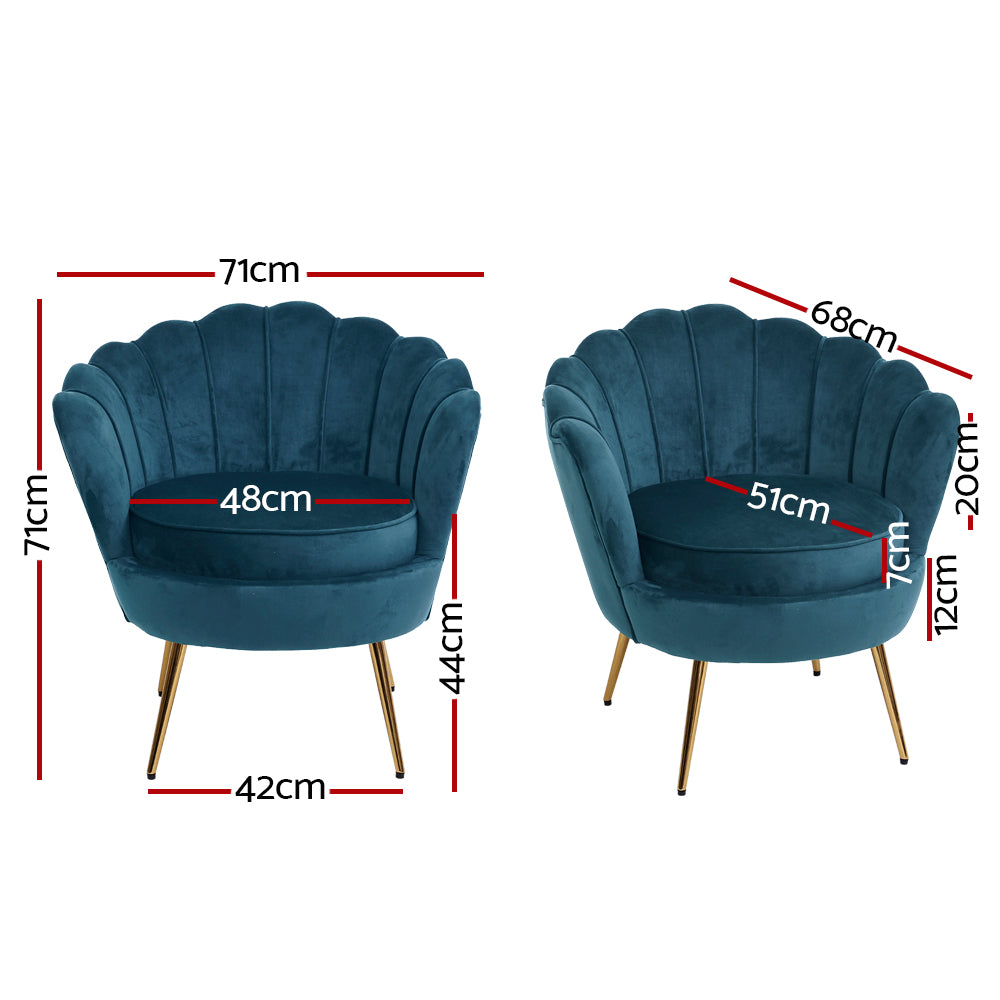 Artiss Armchair Lounge Chair Accent Retro Armchairs Lounge Shell Velvet Navy