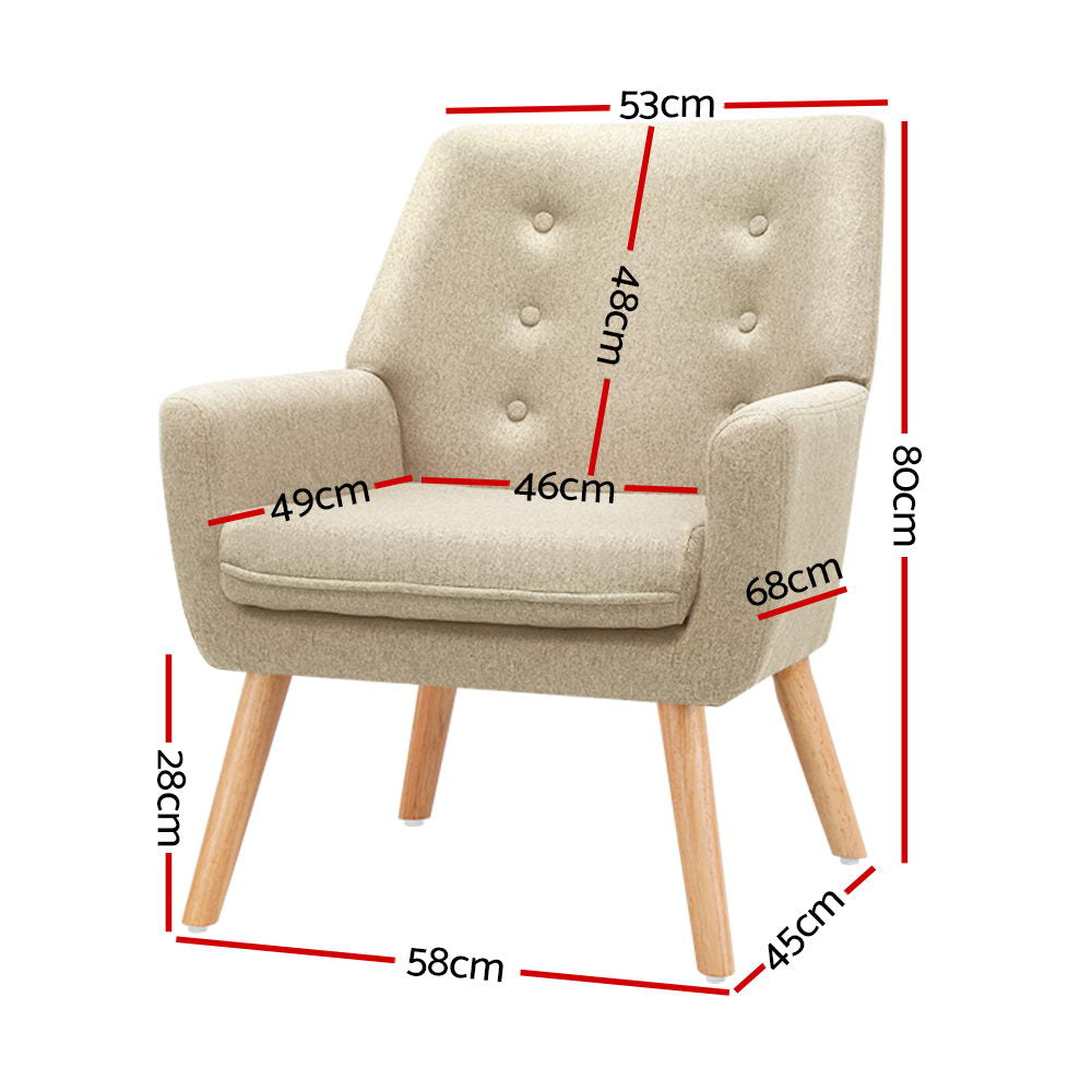 Artiss Fabric Dining Armchair - Beige