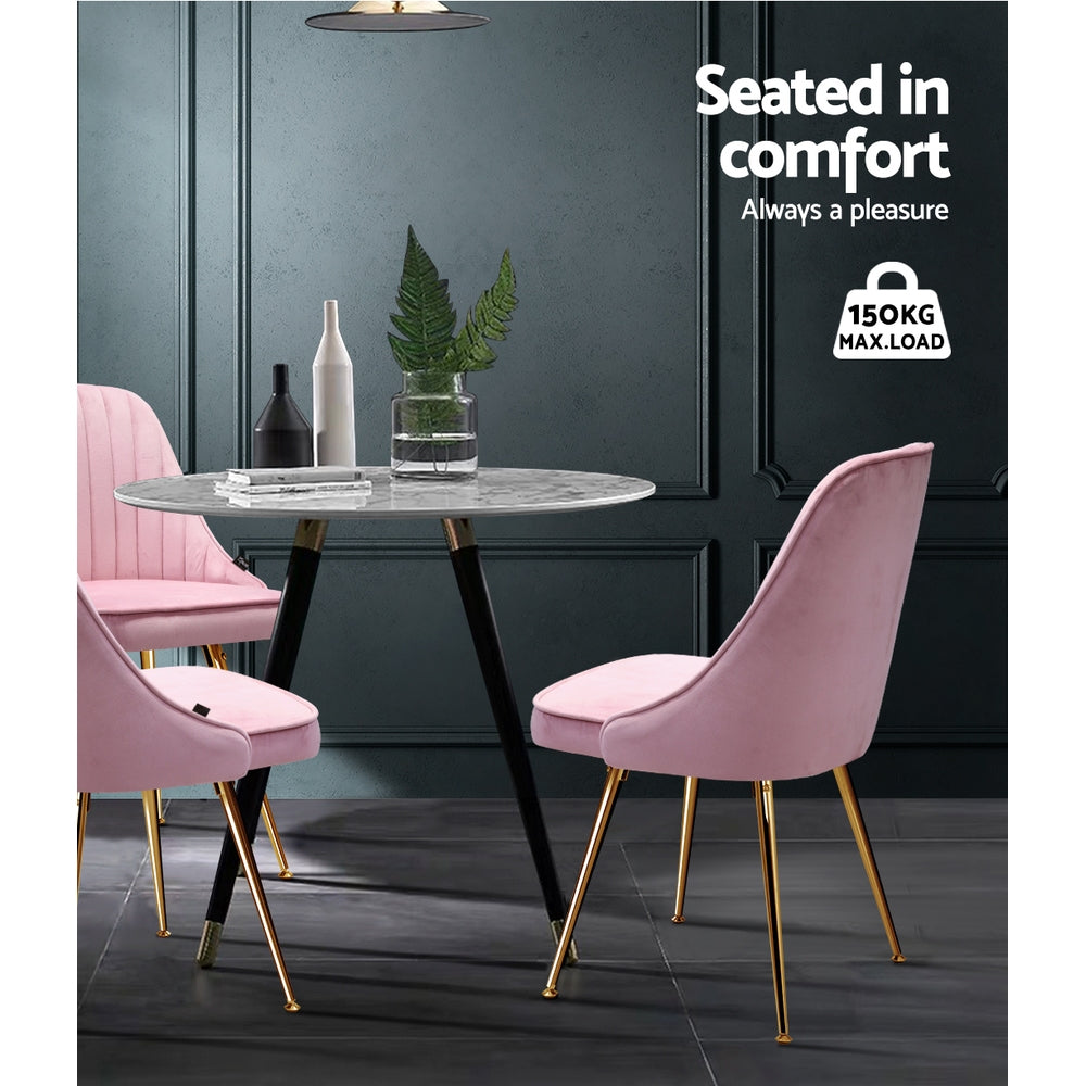 Artiss Set of 2 Dining Chairs Retro Chair Cafe Kitchen Modern Iron Legs Velvet Pink