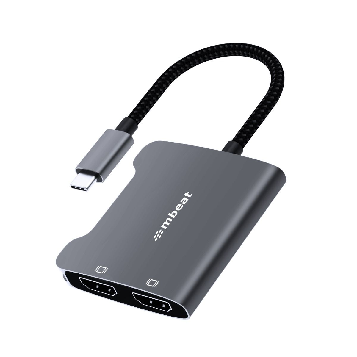 mbeat Tough Link USB-C to Dual 4K HDMI Adapter - Space Grey