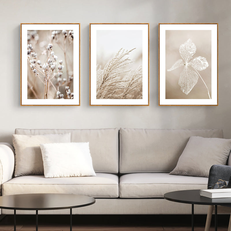 40cmx60cm Dried Flower 3 Sets Wood Frame Canvas Wall Art