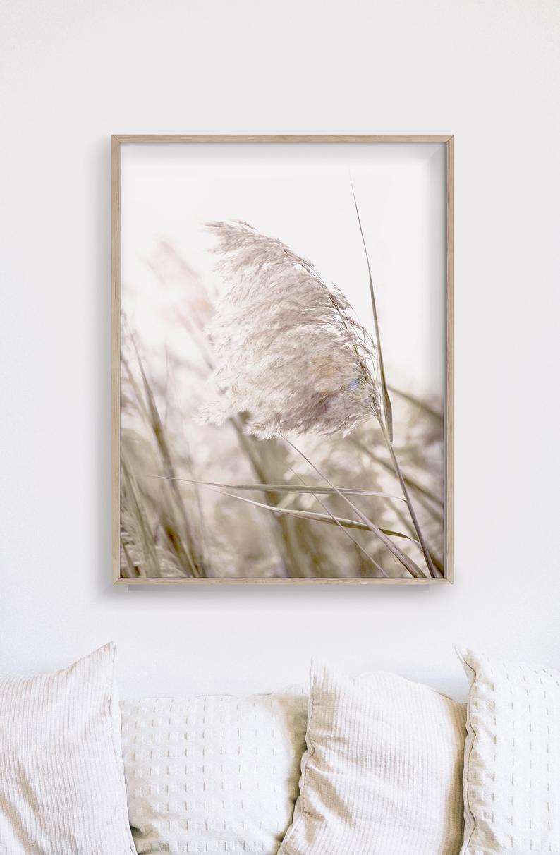 40cmx60cm Pampas Grass 2 Sets Wood Frame Canvas Wall Art