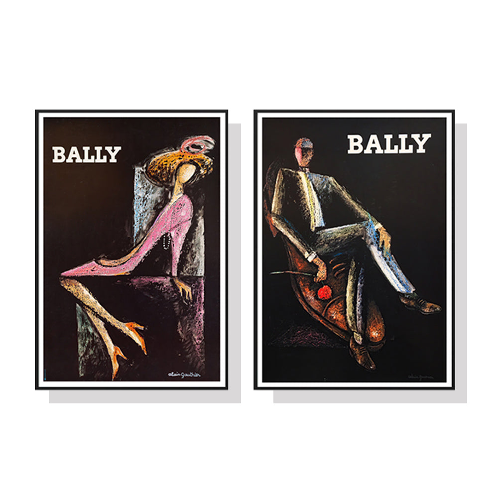 40cmx60cm Bally Man & Woman 2 Sets Black Frame Canvas Wall Art