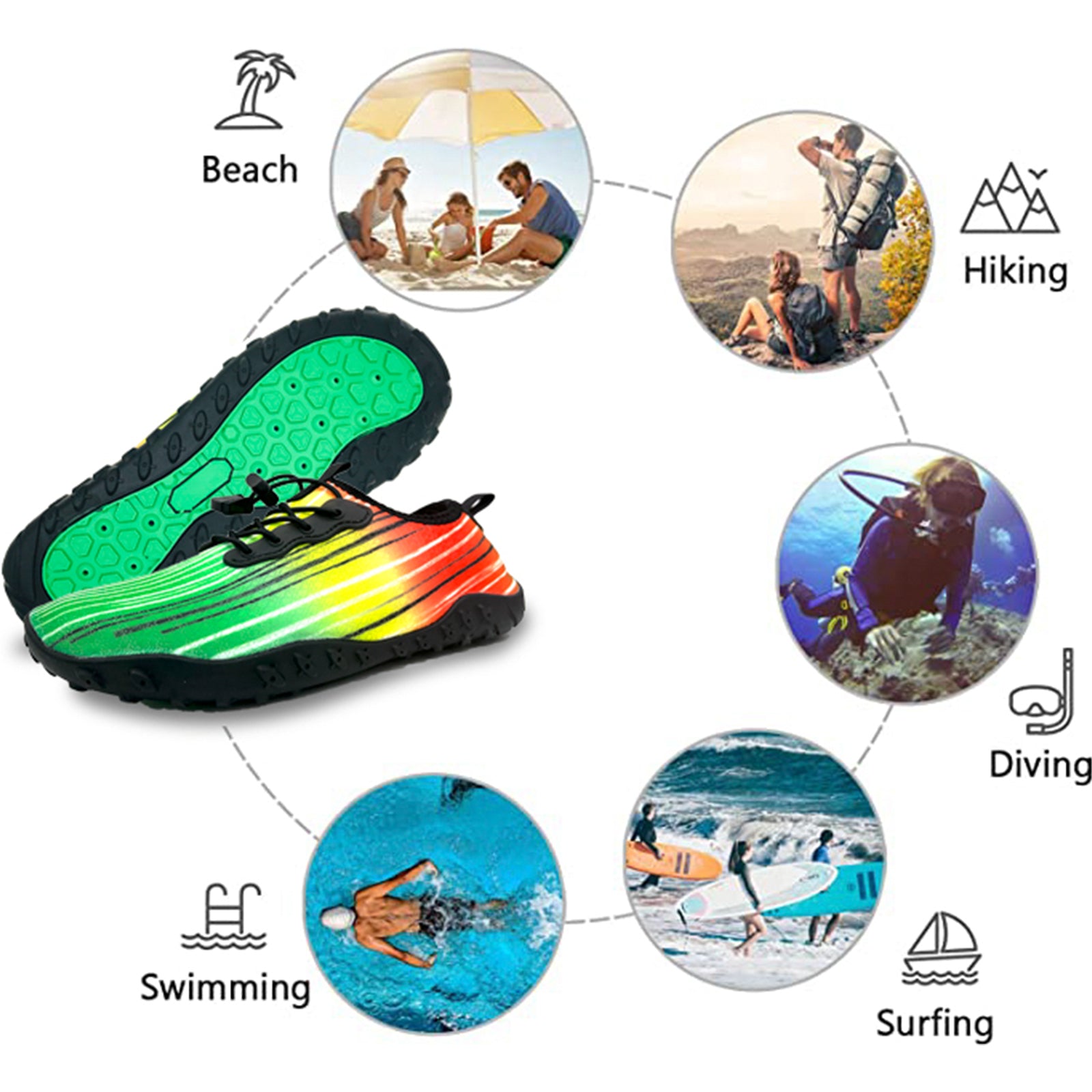 Water Shoes for Men and Women Soft Breathable Slip-on Aqua Shoes Aqua Socks for Swim Beach Pool Surf Yoga (Green Size US 7)