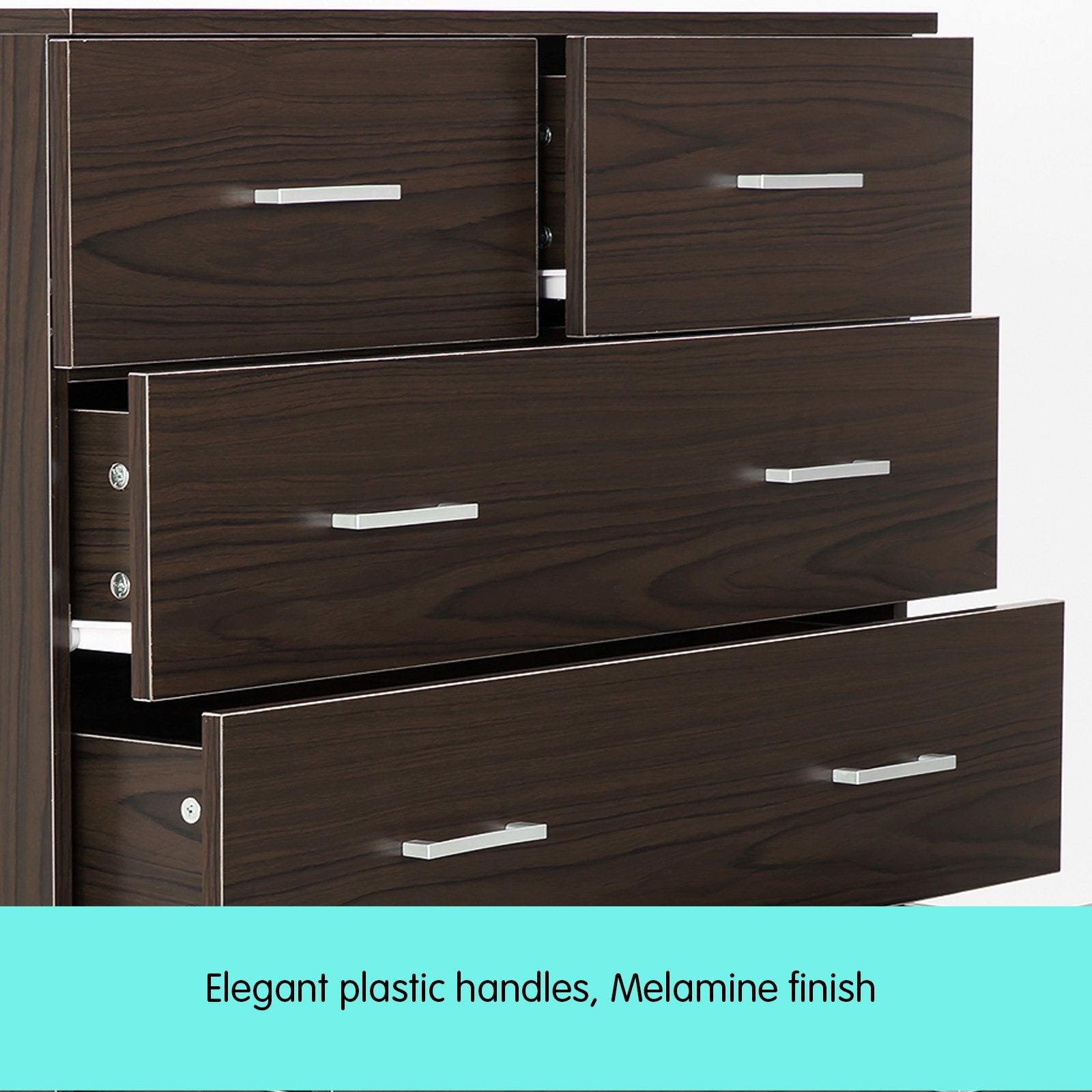 Sarantino Tallboy Dresser 6 Chest Of Drawers Cabinet 85 X 39.5 X 105 - Brown