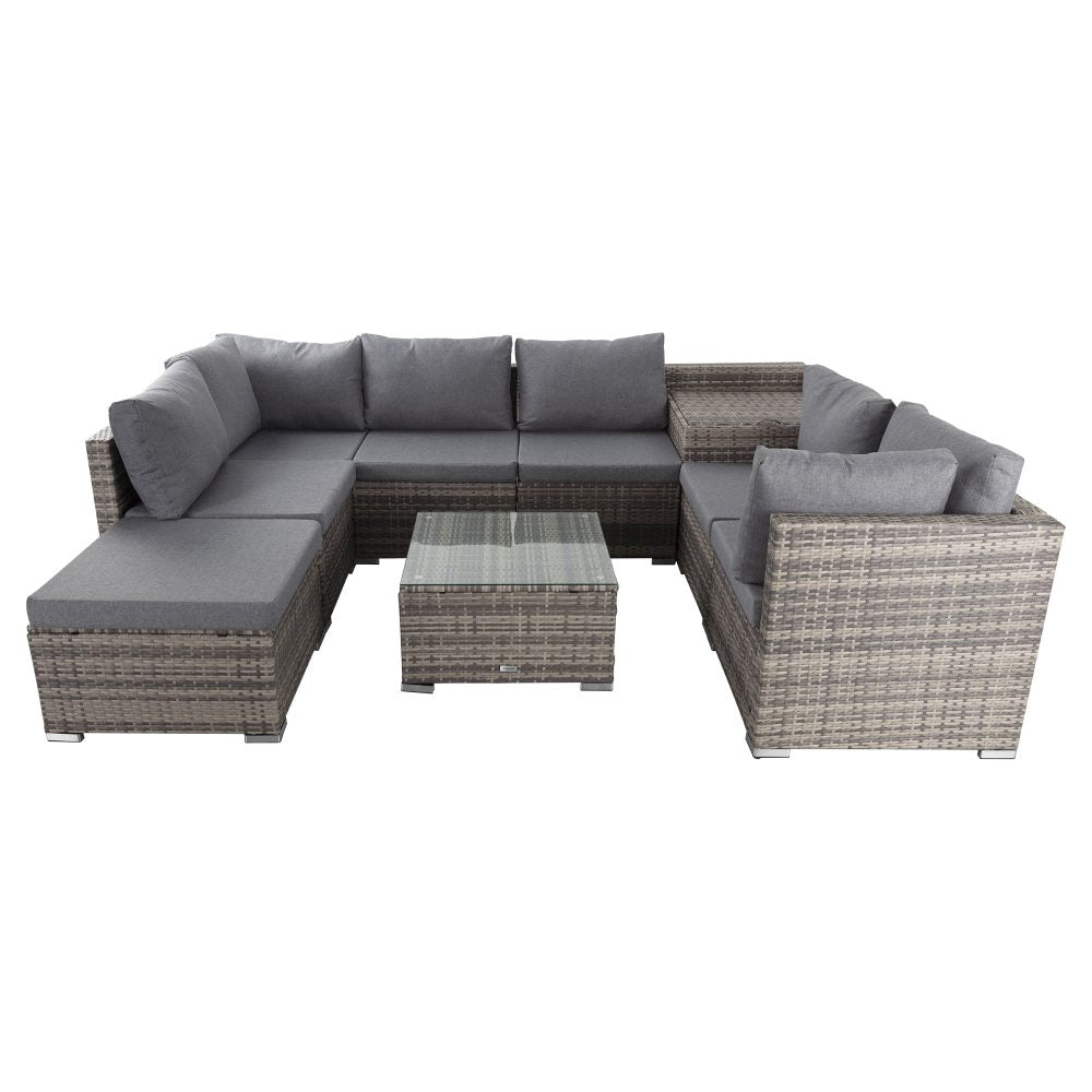 Large Modular Outdoor Ottoman Lounge Set in Grey