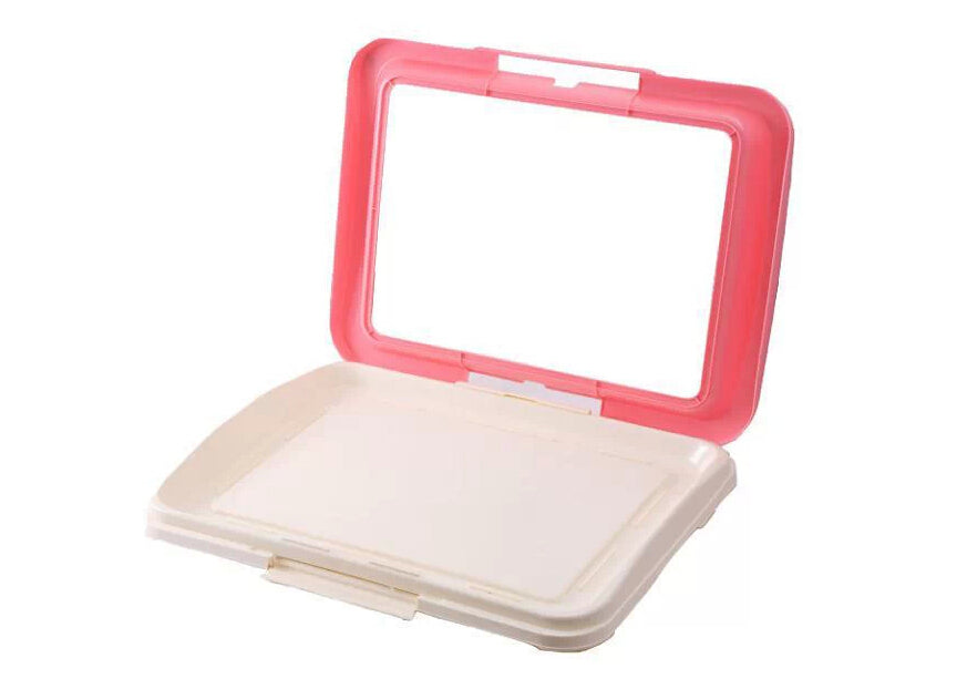 Large Portable Dog Potty Training Tray Pet Puppy Toilet Trays Loo Pad Mat Pink