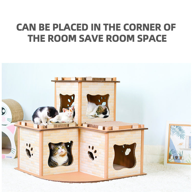 Cat Cardboard House Tower Condo Scratcher Pet Post Pad Mat Furniture