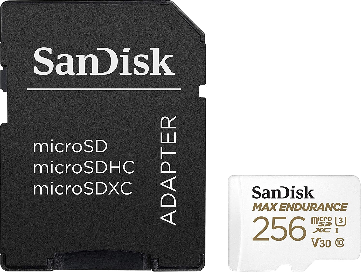 Sandisk Max Endurance Microsdxc Card SQQVR 256G (120 000 HRS) UHS-I C10 U3 V30 100MB/S R 40MB/S W SD Adaptor SDSQQVR-256G-GN6IA