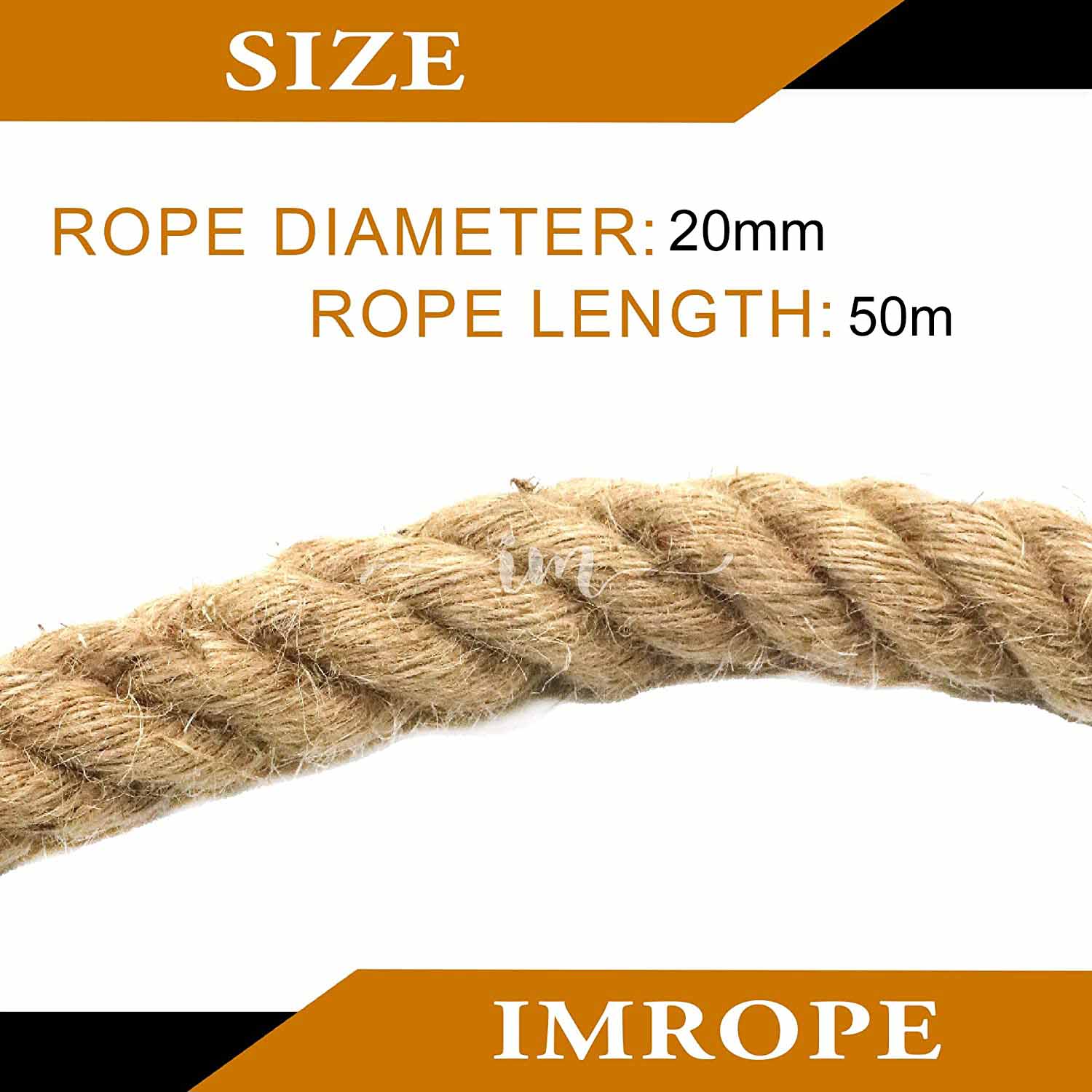 50m Sisal 20mm Rope Natural Twine Cord Thick Jute Hemp Manila  Crafting Home Decor