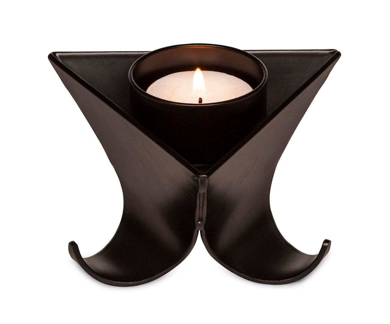 Small Decorative Black Metal Tea Light Candle Holders in Set of 3