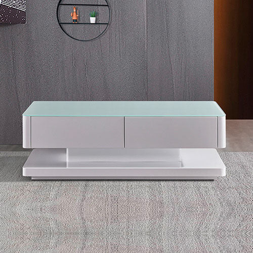 Stylish Coffee Table High Gloss Finish Shiny White Colour with 4 Drawers Storage