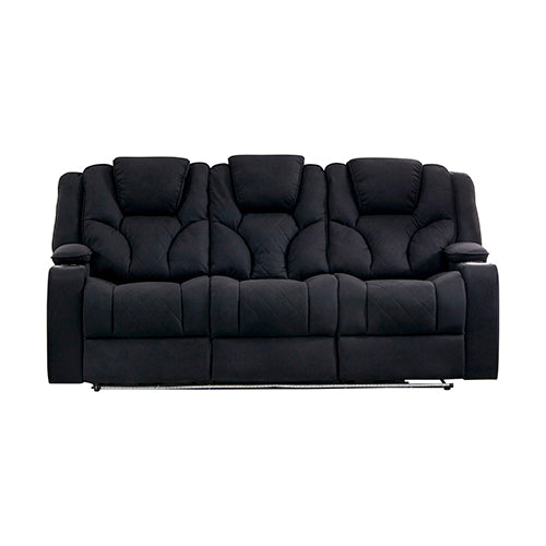 3+2 Seater Electric Recliner Stylish Rhino Fabric Black Lounge Armchair with LED Features