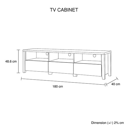 TV Cabinet 3 Storage Drawers with Shelf Natural Wood like MDF Entertainment Unit in Oak Colour