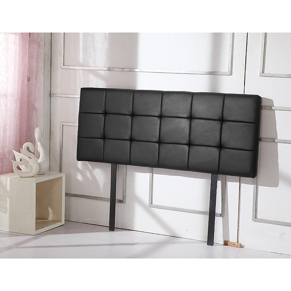 PU Leather Queen Bed Deluxe Headboard Bedhead - Black