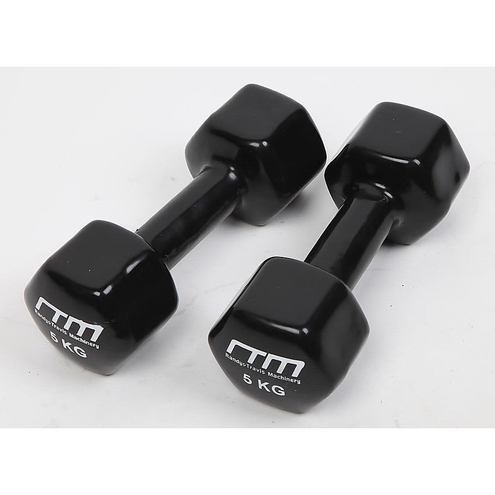 5kg Dumbbells Pair PVC Hand Weights Rubber Coated