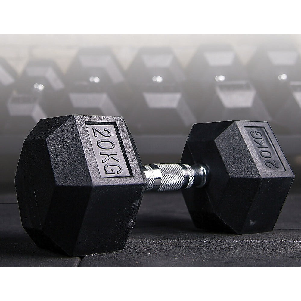 20KG Commercial Rubber Hex Dumbbell Gym Weight