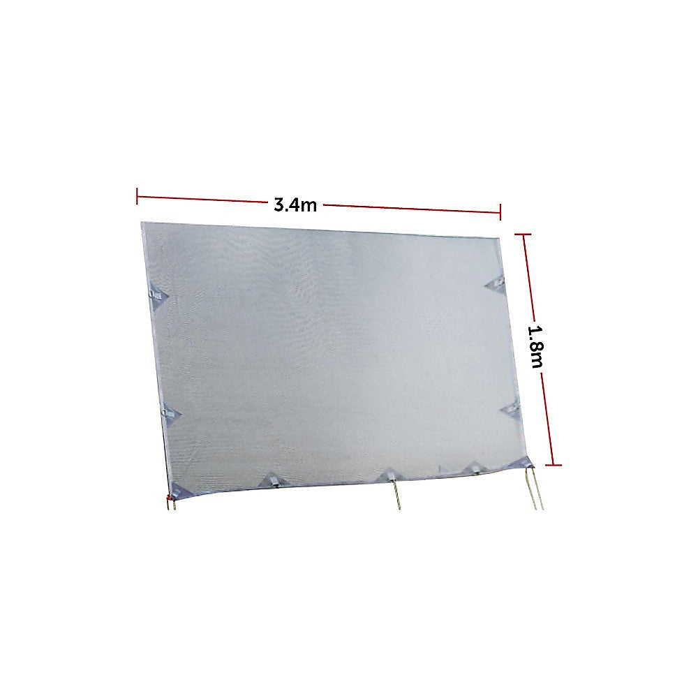 3.4m Caravan Privacy Screen Side Sunscreen Sun Shade for 12' Roll Out Awning