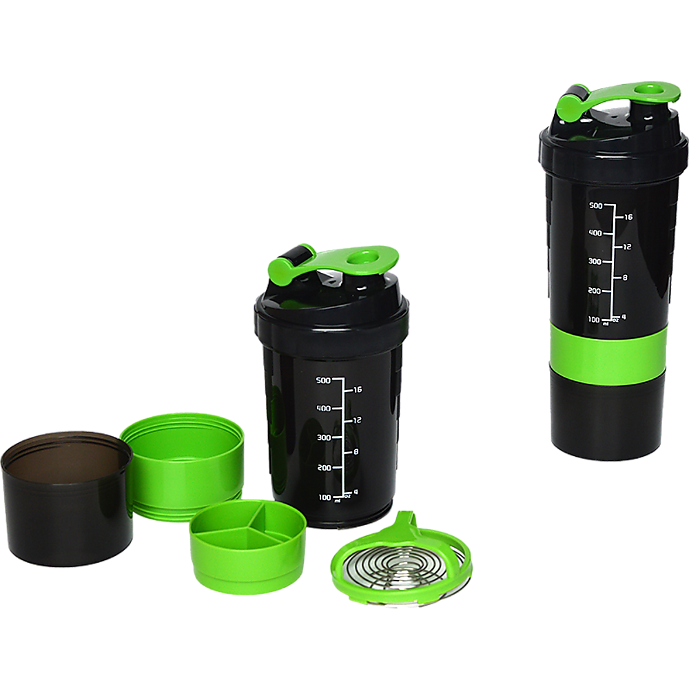 2x Protein Gym Shaker Premium 3 in 1 Smart Style Blender Mixer Cup Bottle Spider