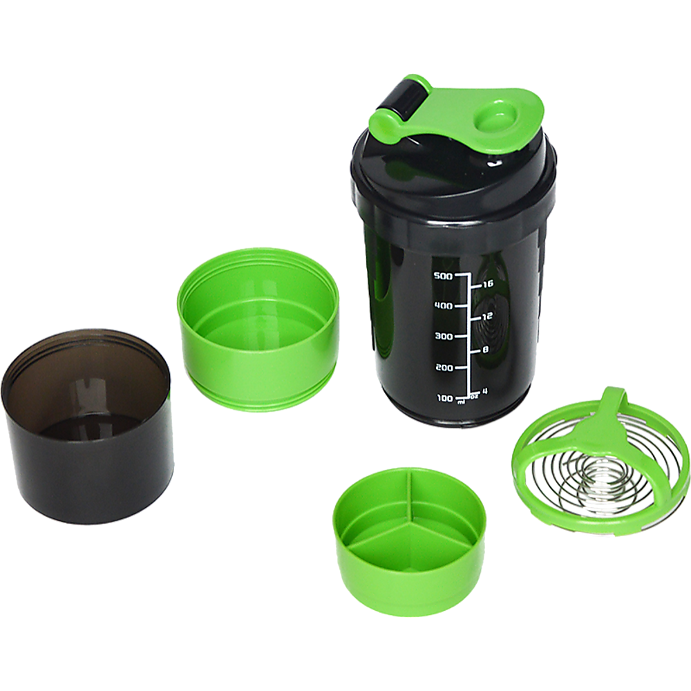 2x Protein Gym Shaker Premium 3 in 1 Smart Style Blender Mixer Cup Bottle Spider