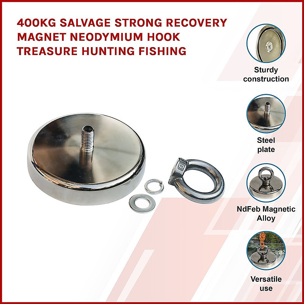 400Kg Salvage Strong Recovery Magnet Neodymium Hook Treasure Hunting Fishing