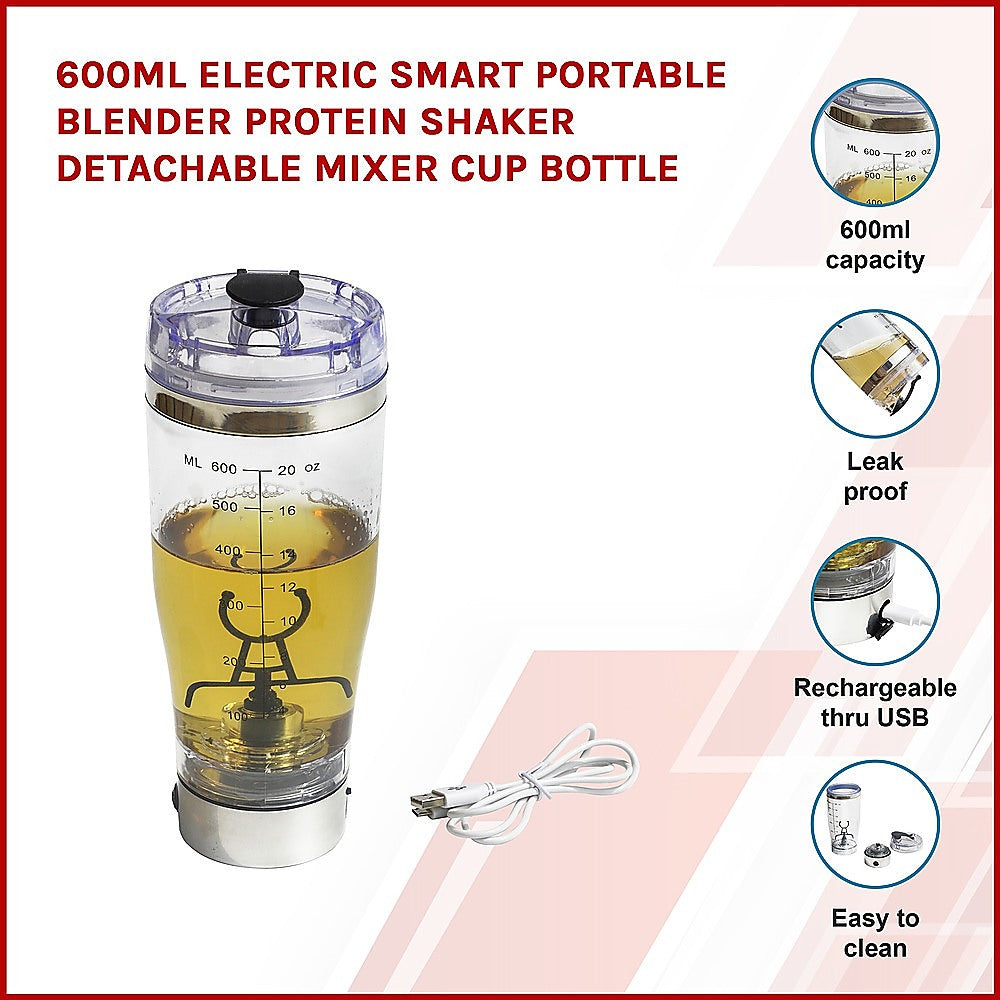 600ml Electric Smart Portable Blender Protein Shaker Detachable Mixer Cup Bottle