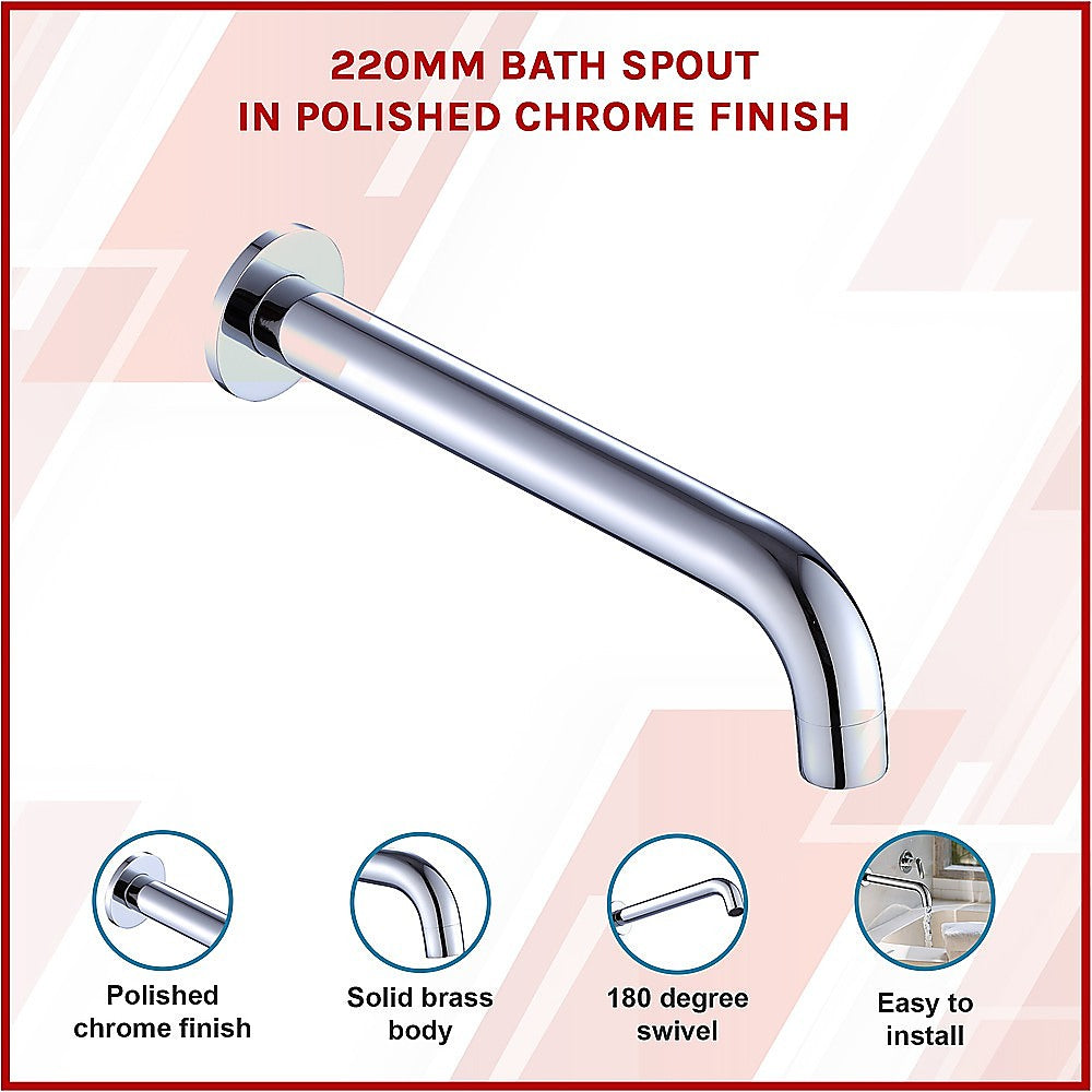 220mm Bath Spout Polished Chrome Finish