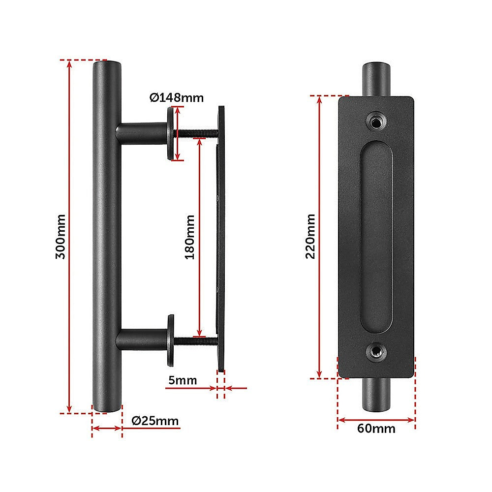 Carbon Steel Door Handle & Flush Pull Wood Door Gate Hardware 12"