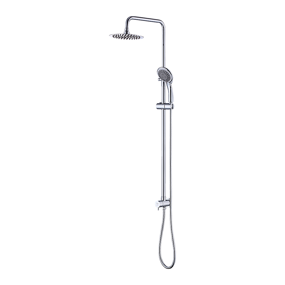 WELS 8" Rain Shower Head Set Rounded Dual Heads Faucet High Pressure Hand Held